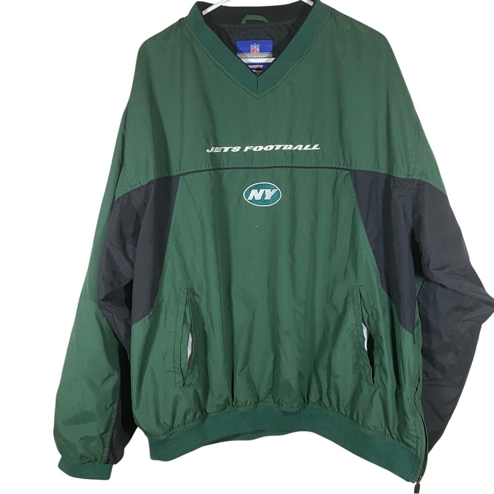 Reebok NFL colorblock Jets Football Jacket pullover windbreaker jacket size 2XL